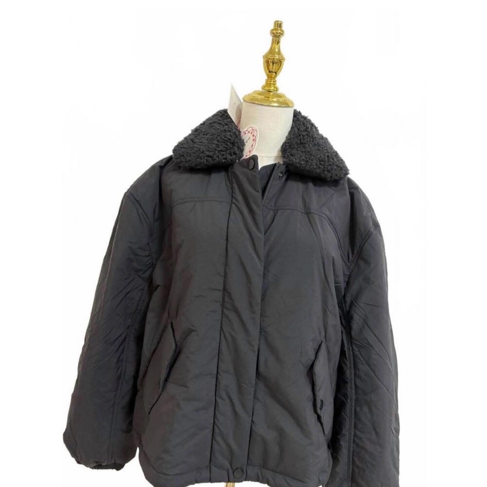 Umgee Black Puffer Jacket with Faux Fur Collar
